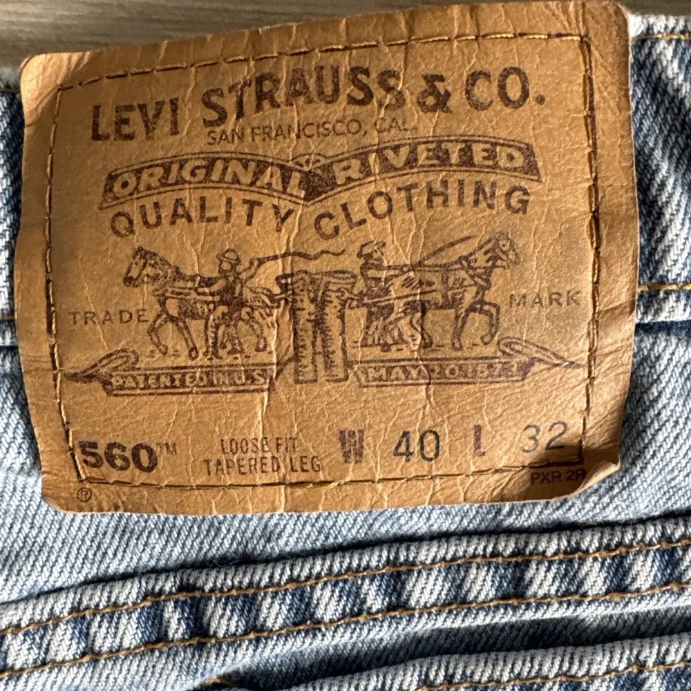 Vintage Orange Tab Levi's 560 Loose Fit Tapered Jeans Mens Sz 40x32 Made‎ USA #1